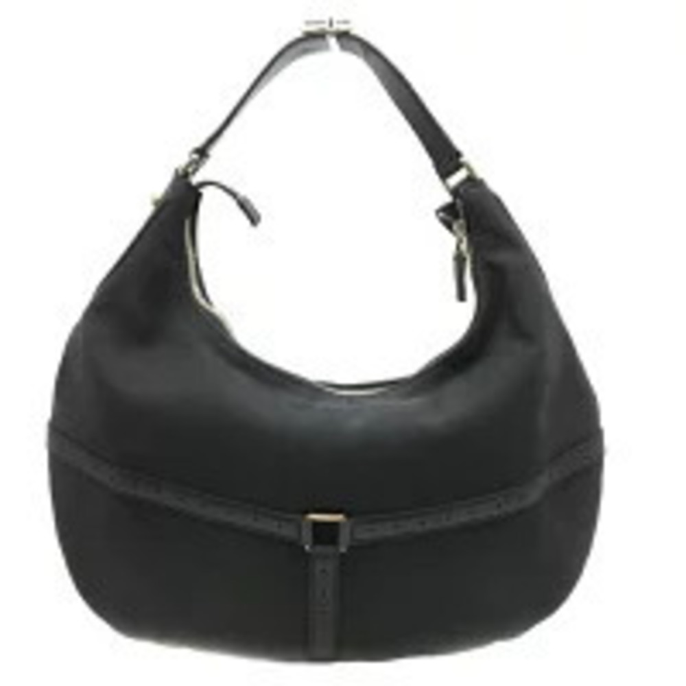 Gucci Leather One Bag Black GG Interlocking Shoulder Canvas Hobo